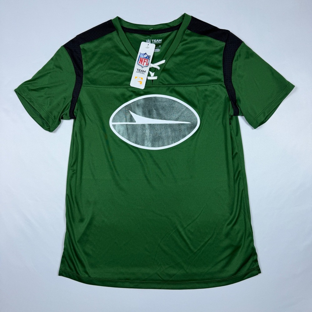 NFL Team Apparel New York Jets Gotham Green Lace Up Jersey T-Shirt Women Medium‎